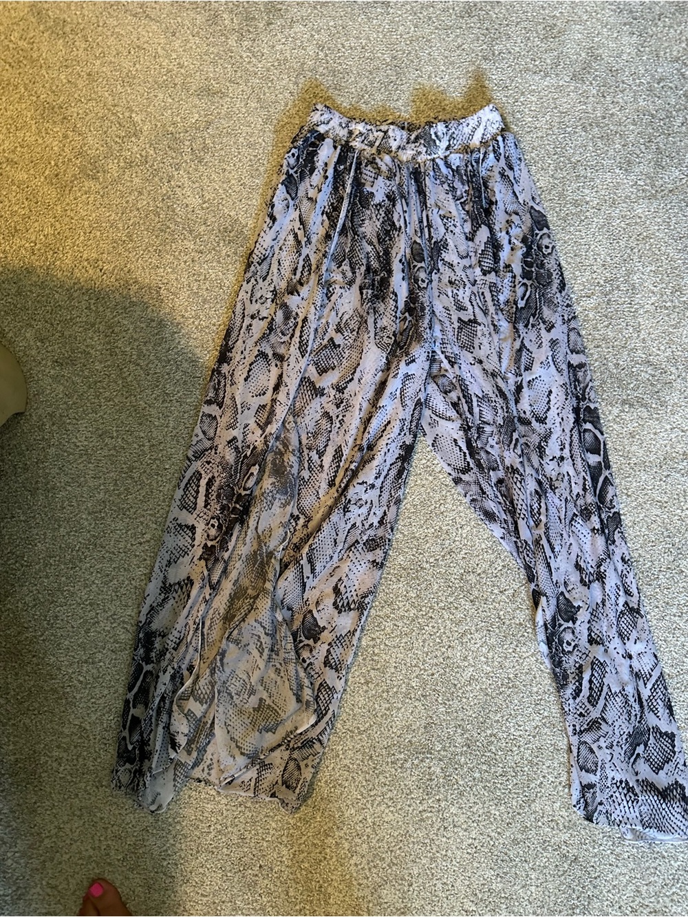 SHEIN Black & White Sheer Snake-Print Swim Coverup Pants